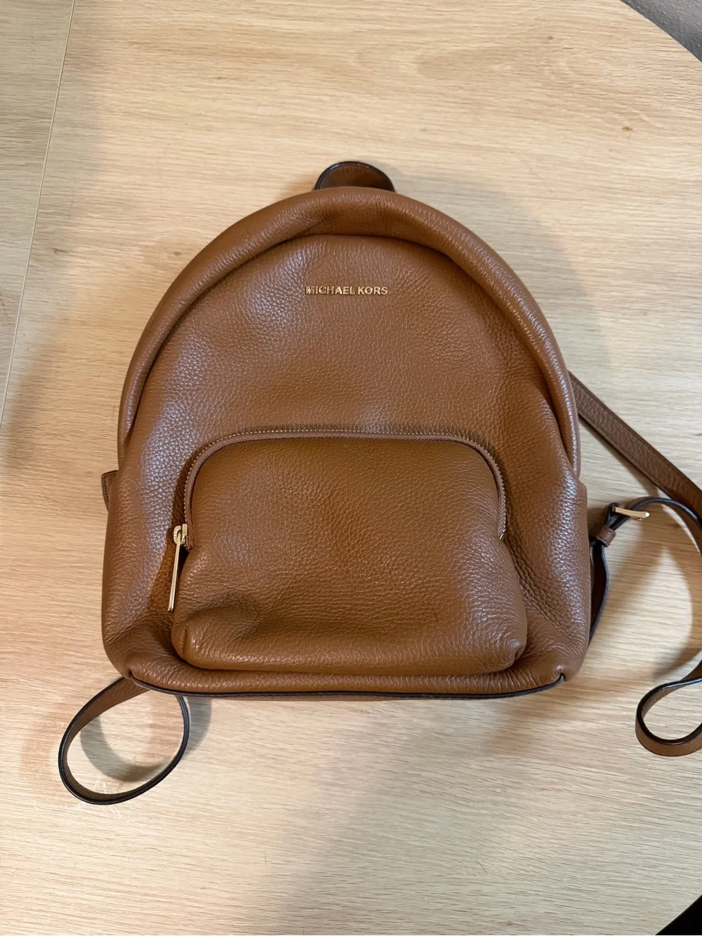 Michael Kors Chestnut Pebbled Leather Mini Backpack with Gold Hardware